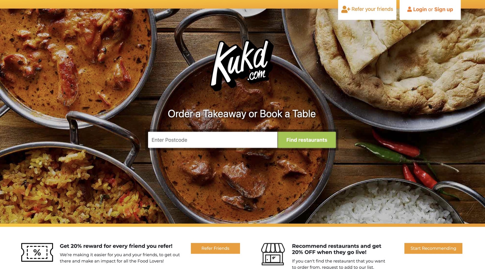 Kukd.com platform overview showing restaurant listings and ordering flow