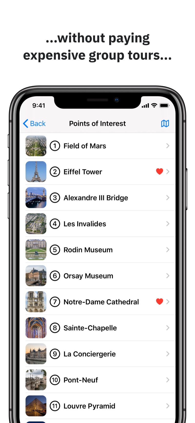 Wandity Guides app showing a walking tour map
